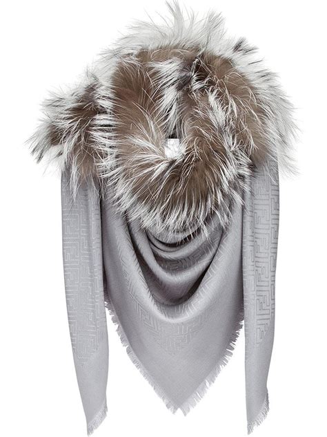 fendi fur trim scarf|Women's Designer Scarves & Luxury Ponchos .